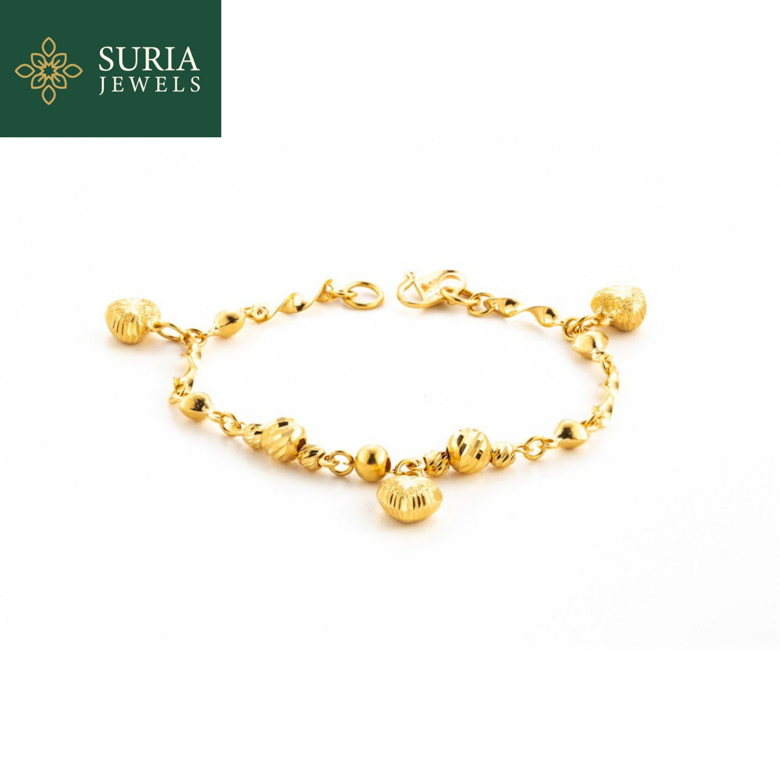 920 Children Bracelet Rantai Tangan Budak Gantung Love (EMAS 916/22K) - Image 1